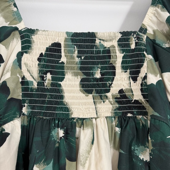 Abercrombie & Fitch Emerson Poplin Puff Sleeve Mini Dress Green Floral Sz M Tall - Picture 11 of 15